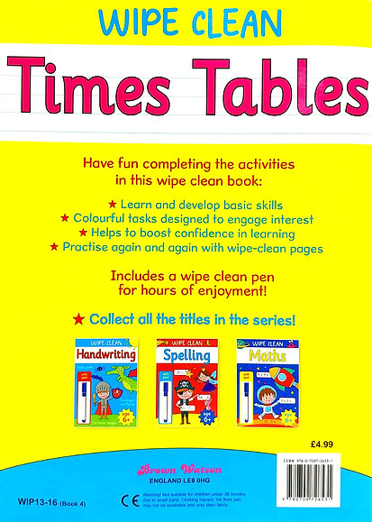 Times Tables - Wipe and Clean