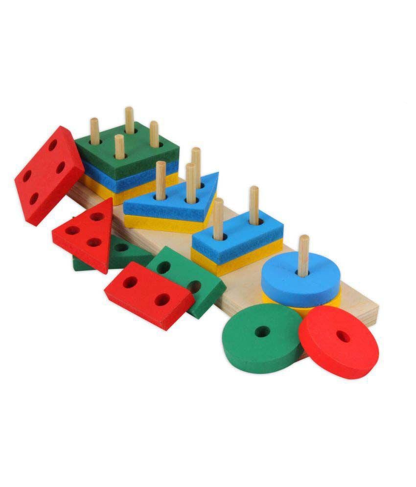 تجميع أشكال هندسية - 4 عامود قاعدة مستطيلة خشبية