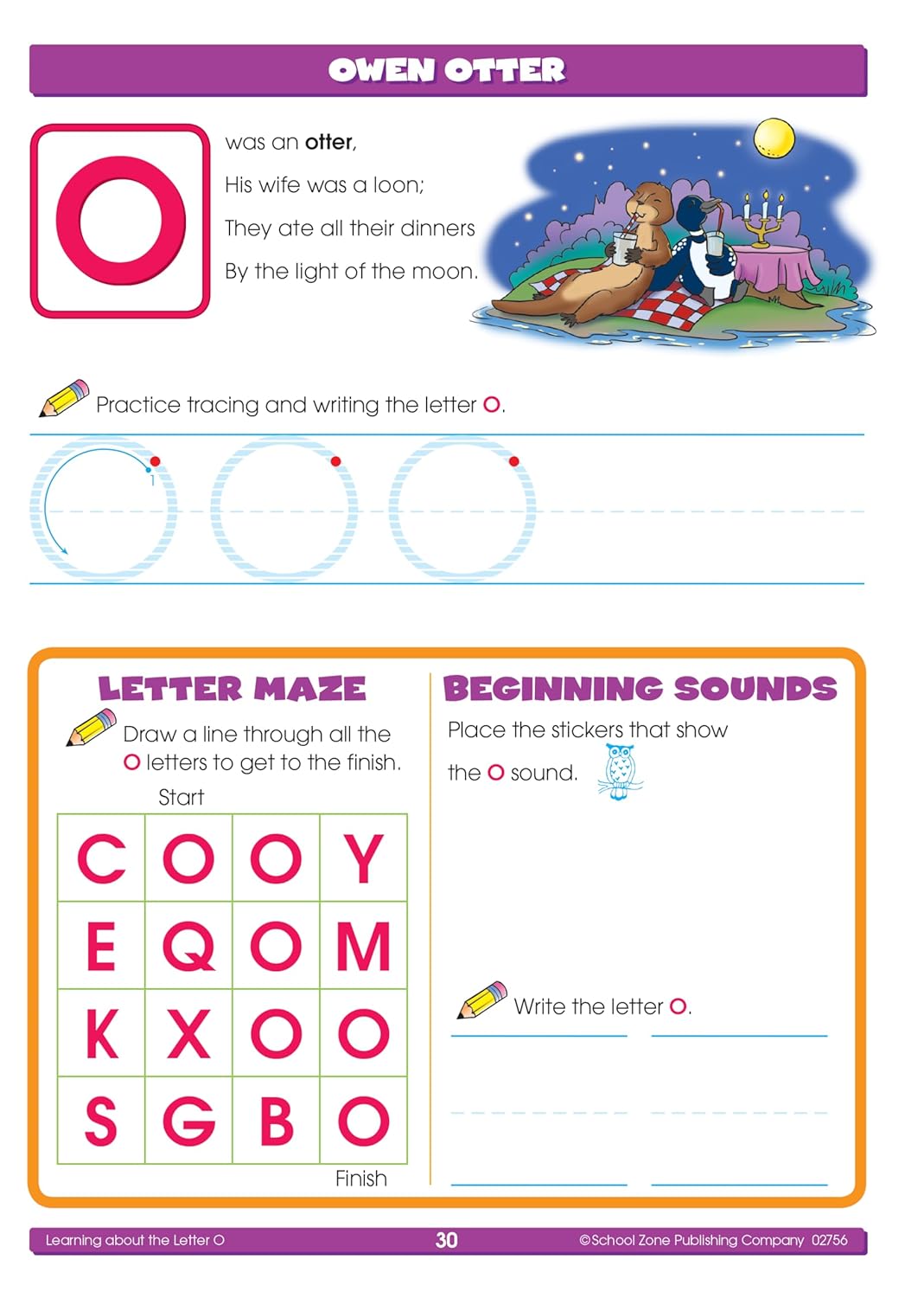 School Zone Alphabet Sticker Learning Workbook