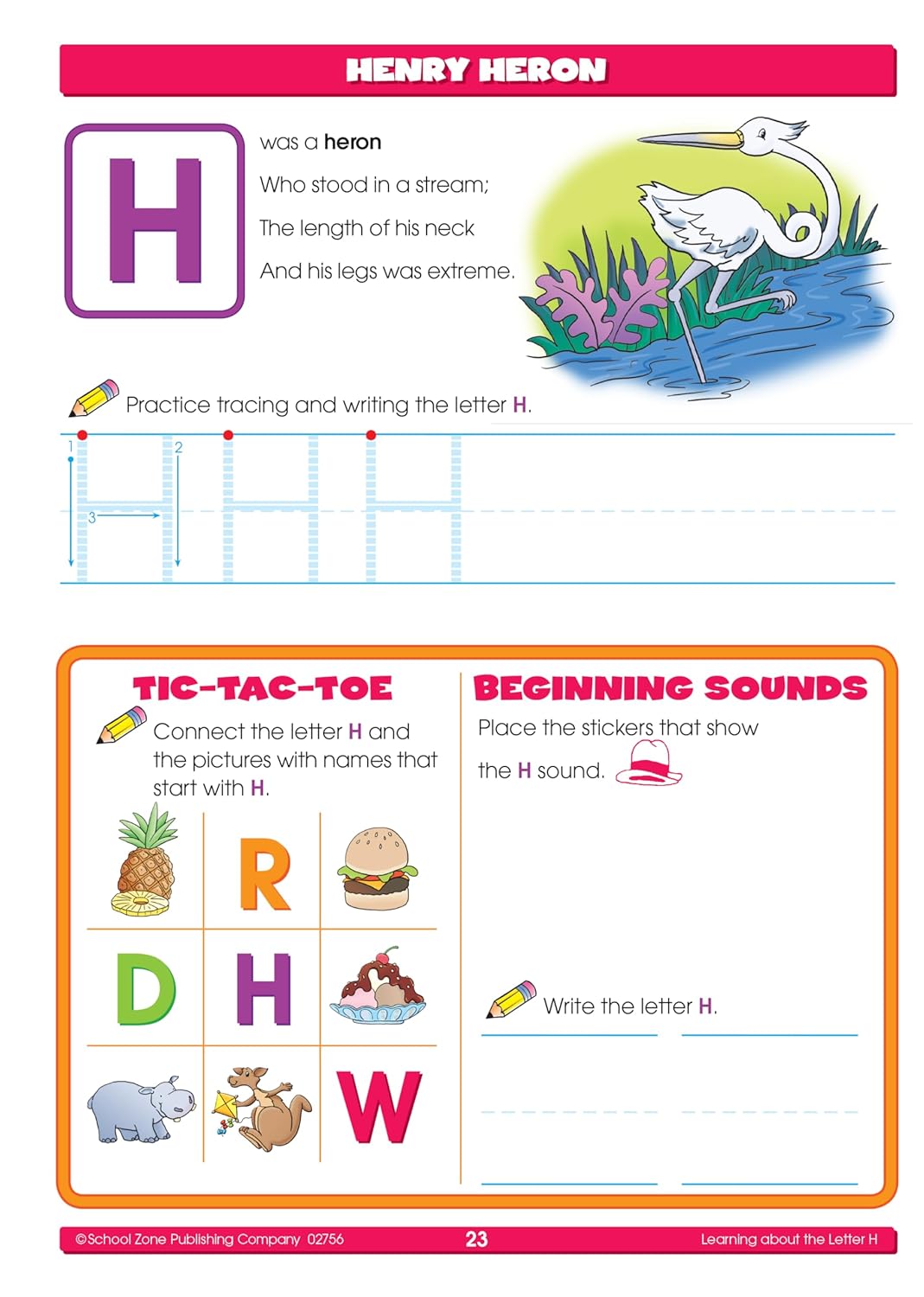 School Zone Alphabet Sticker Learning Workbook