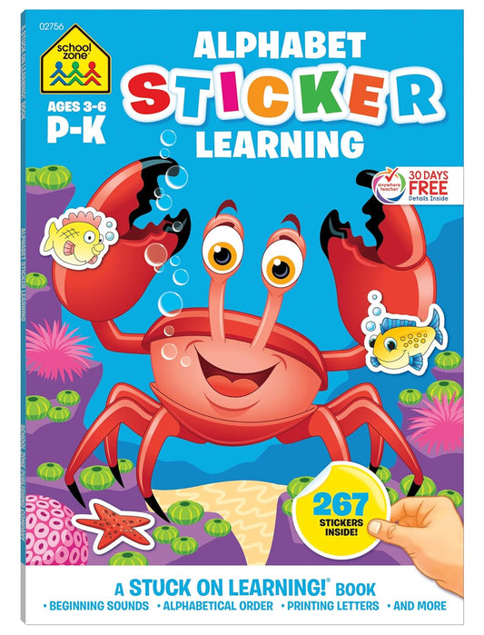 School Zone Alphabet Sticker Learning Workbook